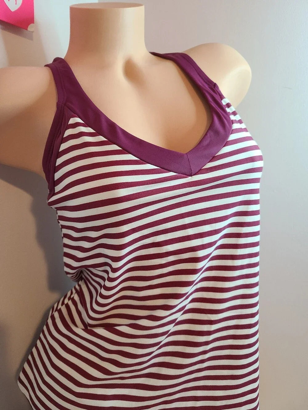 Nike Swim Women's 2pc Tankini Swimsuit Bikini Raspberry Stripes Size M